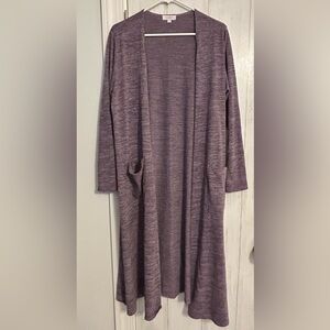 Lularoe Sarah Purple Heathered Long Open Cardigan